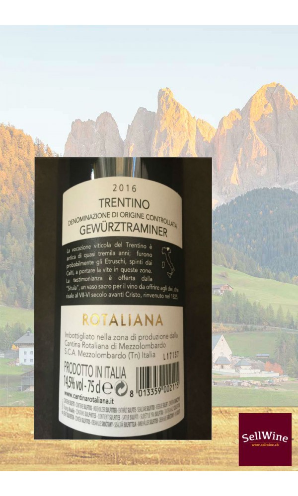 SellWine-Cantina Rotaliana Gewürztraminer Trentino DOC 2016-Etichetta