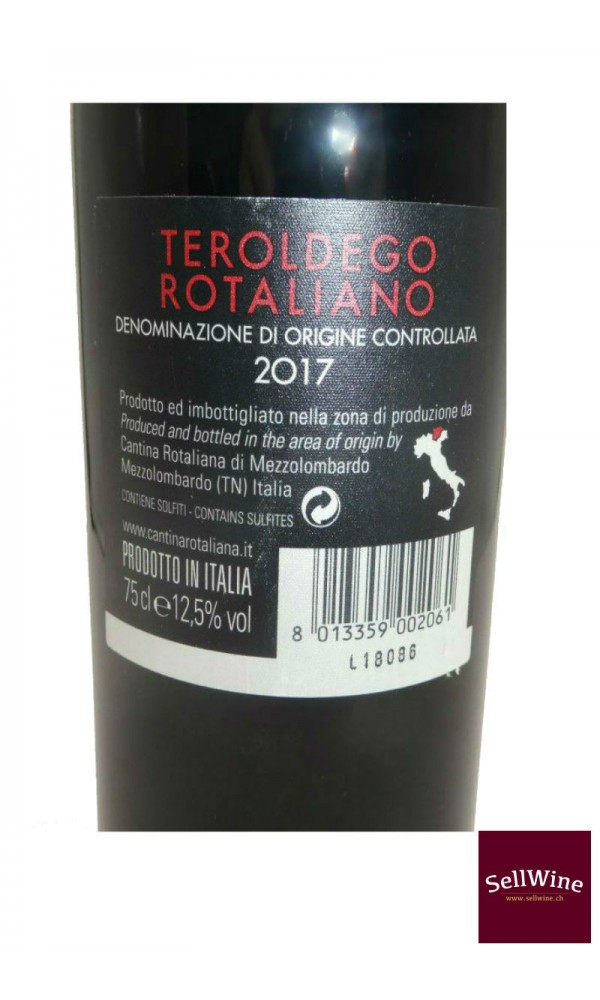 SellWine-Cantina Rotaliana Teroldego Rotaliano DOC Etichetta Rossa 2017-Etichetta