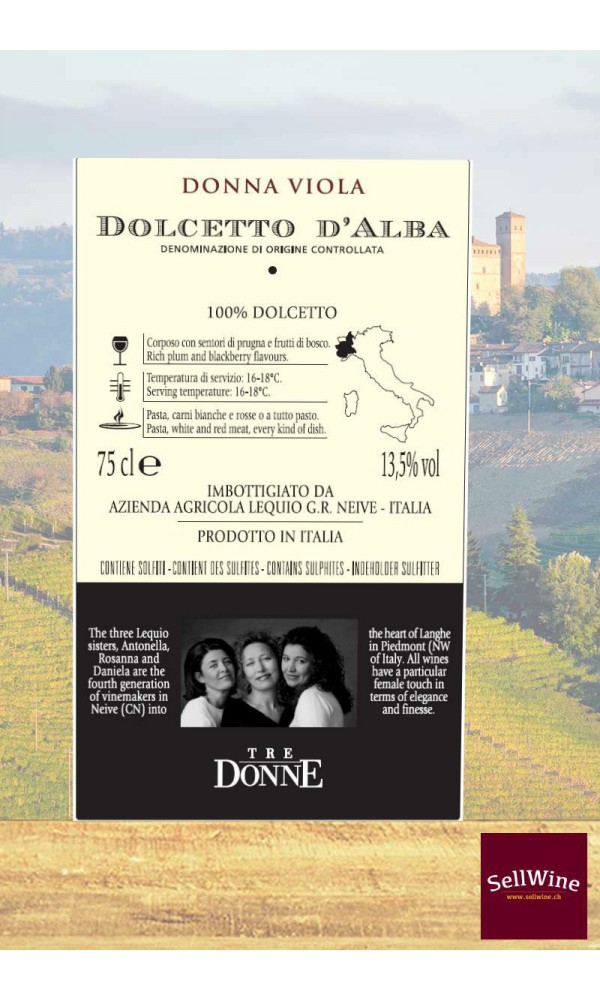 SellWine-Tre Donne Dolcetto D'Alba DOC Donna Viola 2017-Etichetta