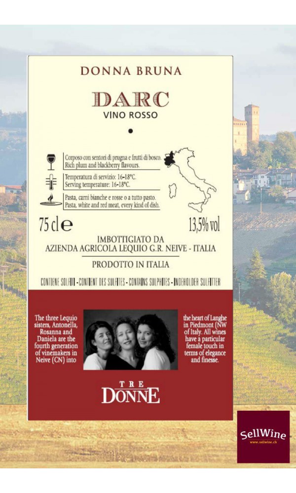 SellWine-Tre Donne DARC Vino Rosso Piemonte Donna Bruna-Etichetta